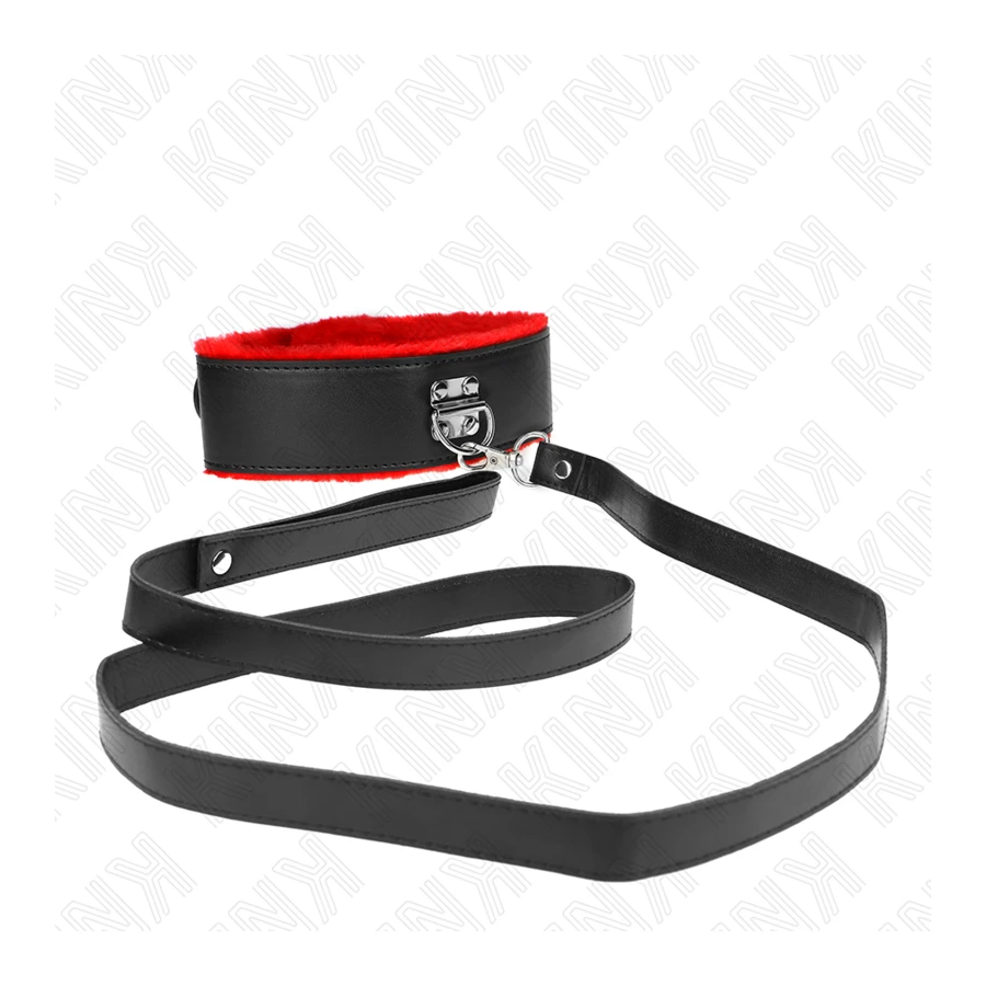 KINK - COLLIER AVEC CEINTURE 116 CM AVEC BRACELET EN CUIR ROUGE AJUSTABLE 40-48 CM X 6 CM